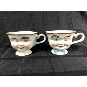 Vtg 1996 Bailey's Irish Cream Yum Boy Girl He She Winking Eye Mugs (2)